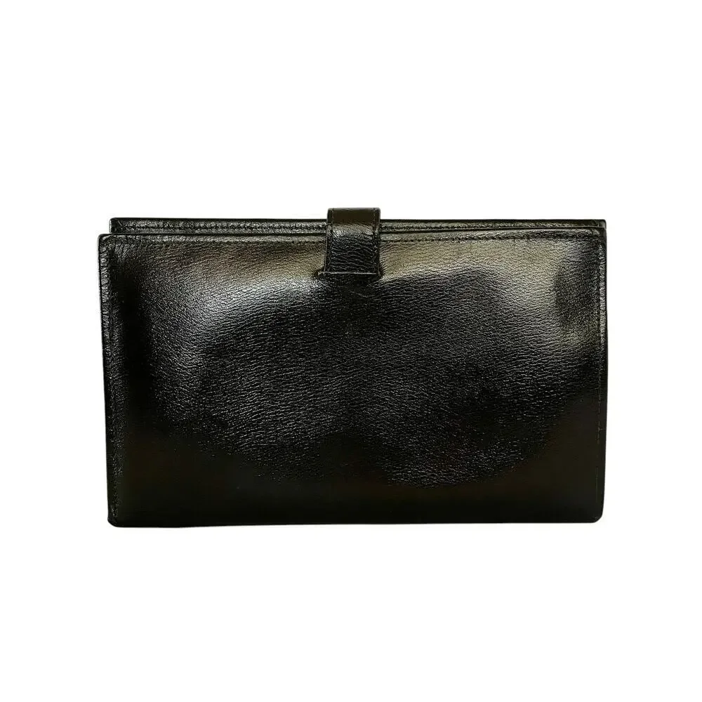 Vintage Black Cowhide Leather Travel Wallet - Unisex Document Organizer